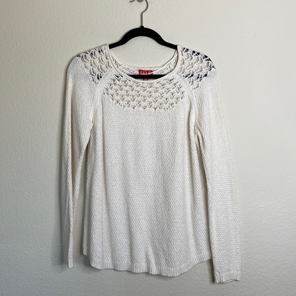 Elle crocheted sweater Sz large ivory - Picture 1 of 5
